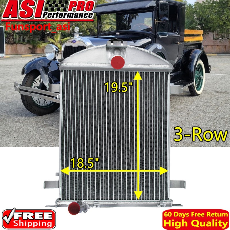 3 Row Aluminum Radiator For 1928-1929 Ford Model A Heavy Duty 3.3L L4