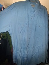 SHEPLERS Western Shirt Mens Tall 18.5-37 Pearl Snap Long Sleeve Light Blue