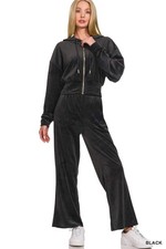 Velvet Zip Up Hoodie and Pants Set