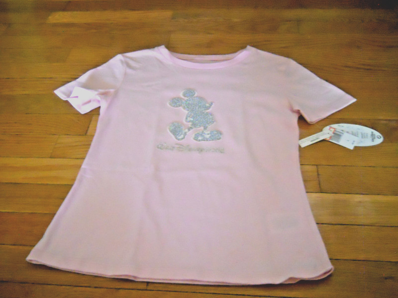 Salmon Light Pink Walt Disney World Sequin Mickey Mouse Crew Neck Youth L 10/12