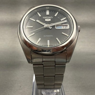 SEIKO セイコー5 オートマ　デイデイト　SS黒文字盤 7S26-0060 Seiko 5 Watch Men 37mm Black Dial Silver Tone Daydate Round 7S26