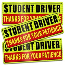 Student Driver Magnet for Car Safety Warning Please Be Medium, Black Red