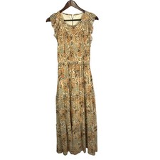 Melloday Paisley Floral Smocked Maxi Dress Ruffle Cap Sleeve Cutout Back Large