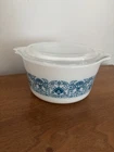 Vintage Pyrex Horizon Blue Casserole Dish 473 with Glass Lid 1 Quart USA Pretty!