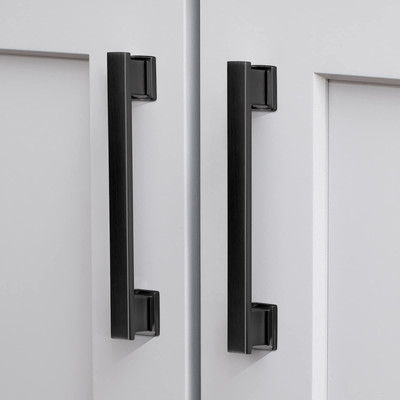 20 Pack Square Matte Black Cabinet Pulls, 5 Inch(128mm) Hole Centers Kitchen ...