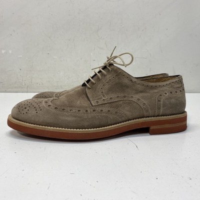 Barney's New York Taupe Brogue Wingtip Oxford Dress Shoes Men Size 9