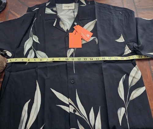 YoungLA Abotonada Negra Floral Lah Casa Hawaiana Para Hombre Pequeña Con Etiquetas Tropical - Imagen 4 de 11
