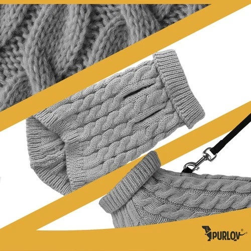 Hunde Katzen Pullover Strick Bekleidung Mantel Rollkragen schwarz beige grau S-L - Bild 2 von 4