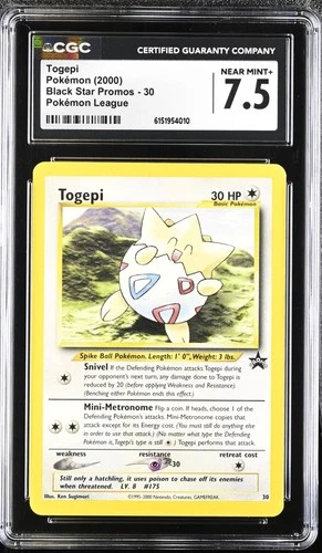 2000 Pokemon Black Star Promos Togepi #30 Pokemon League CGC 7.5