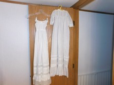 Antique Victorian Infant Christening Long Gown And Under Dress Handmade 