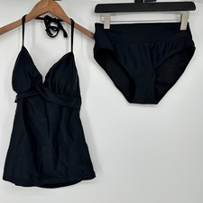 Hapari Black Twist Front Halter Tankini Top a...