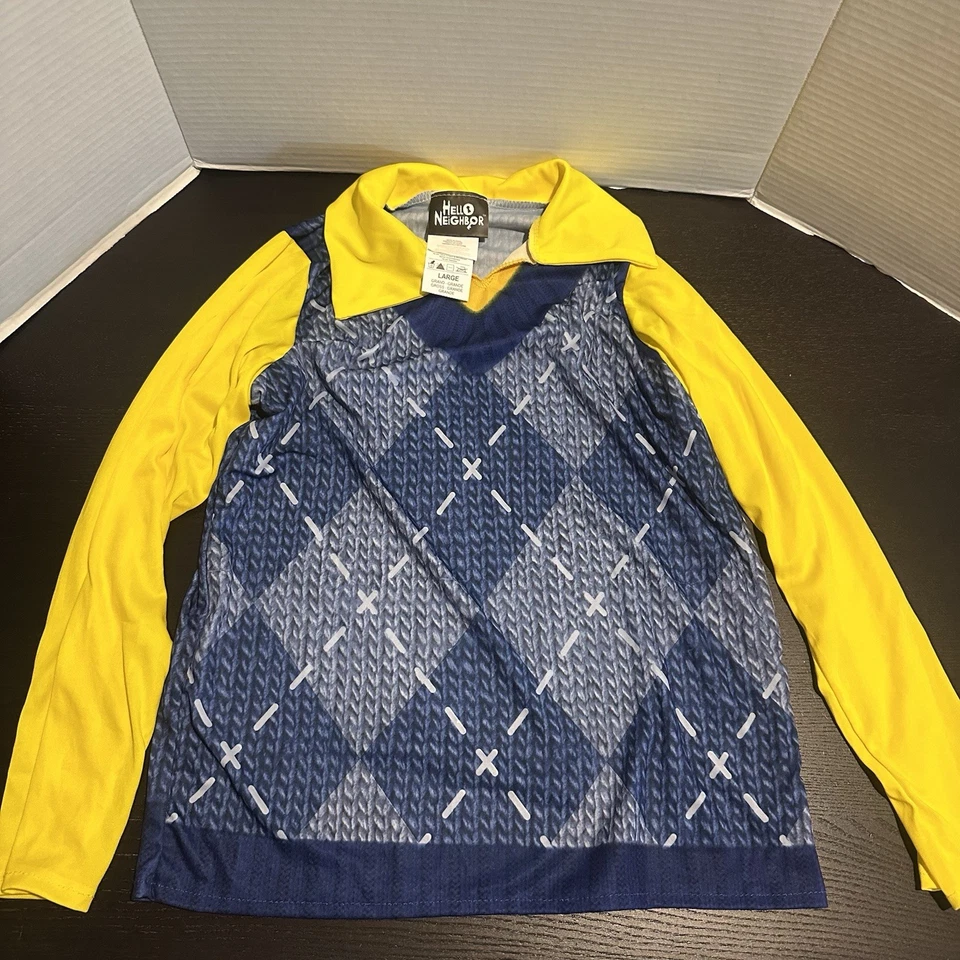 Hello Neighbor 万圣节服装 男孩 大号 衬衫 面具 充气铲 阅读 — 第 2/4 张图片