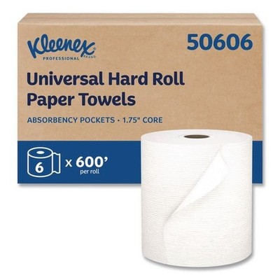 Kleenex 50606 8'' x 600' Hard Roll Paper Towels - White (6 Rolls/CT) New