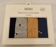 Fat Face Womens 4 Pack High Leg Bee Briefs Knickers Pants New UK Size 16