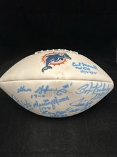 Fútbol americano firmado X7 Morris, Little, Morrall 1972 campeones del Super Bowl de los Miami Dolphins