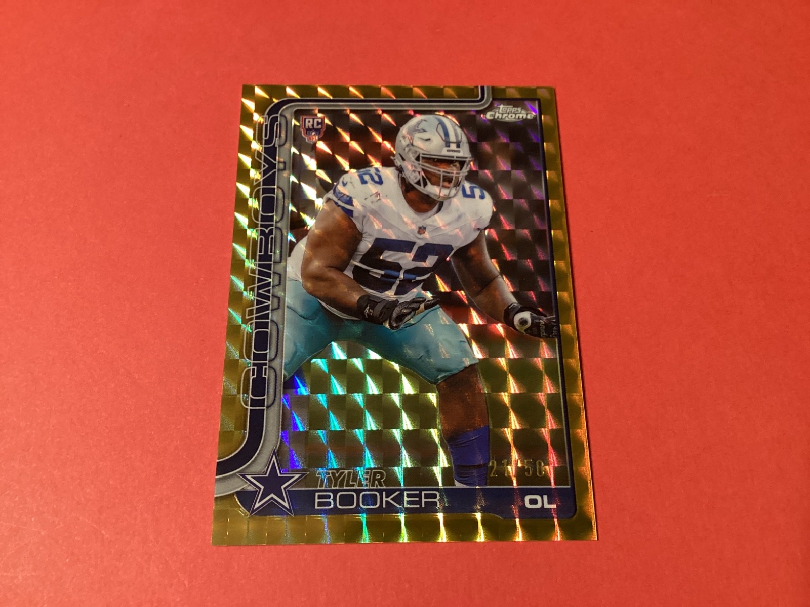 2025 Topps Chrome #381 Tyler Booker Gold Geometric 21/50 RC Cowboys