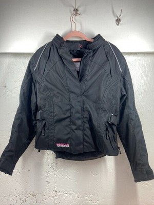CASTLE WOMENS SIZE 8 BLACK MOTORCYCLE JACKET PADDED ELBOWS NO LINING