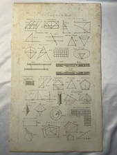 1810s Antique Geometry Copper Engraving Rare Mathematical Diagrams J Taylor Auth