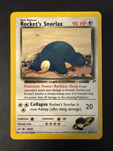 Rocket's Snorlax #33/132 Non-Holo Rare Gym Heroes VINTAGE 2000 Pokémon