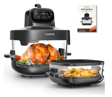 5-in-1 Portable Glass Air Fryer, 2.6QT 4.7QT Dual Glass Containers with Lid...