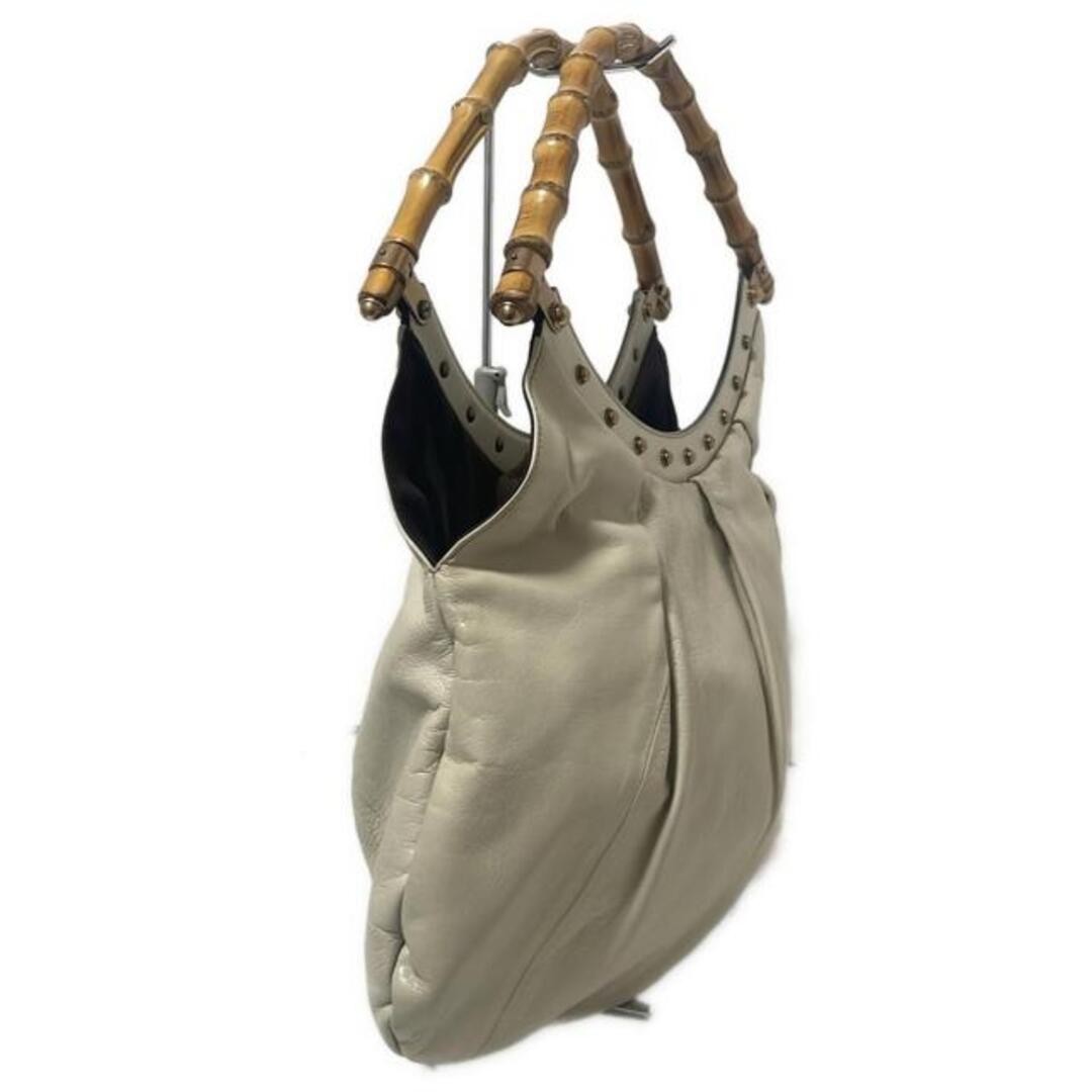 Gucci Bamboo Tote Bag Ivory Leather Studded Used 24x25-41cm thumbnail 2