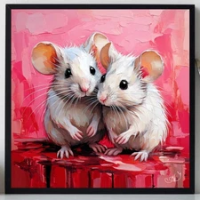 ORIGINAL Oil PAINTING on Canvas Mouse Textured Art 8x8 in  Impasto Custom Order