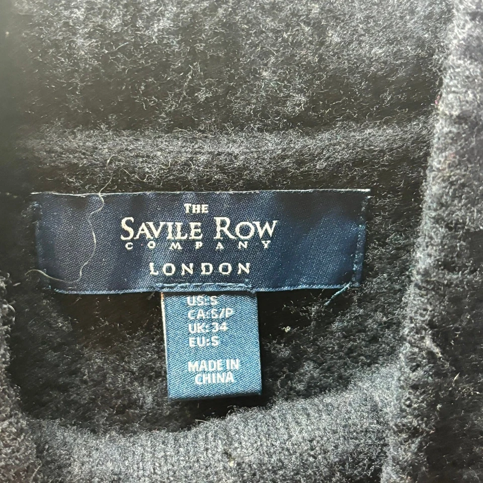 Suéter The Savile Row Company Mezcla de Lana 1/4 Cremallera Azul Marino Tejido con Cable Para Hombres Talla S Foto 3 de 4