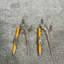 Vintage Dixon 447 Drafting Compass Lot Of 2 With Pencils Made In USA Drawing