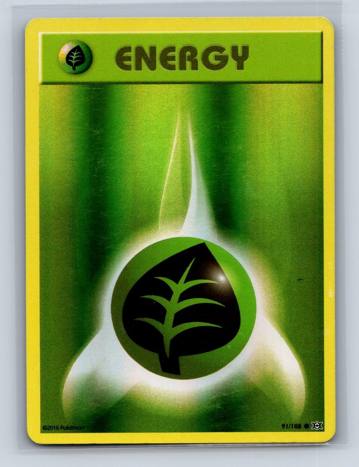 GRASS ENERGY 91/108 C EVOLUTIONS POKEMON REVERSE HOLO MP