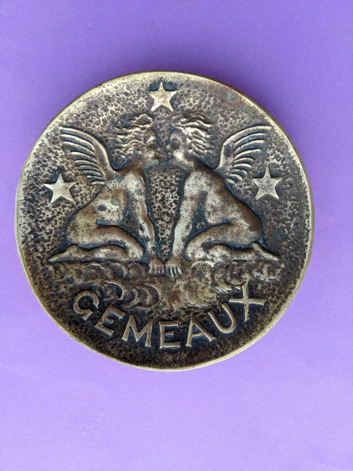 Max LE VERRIER : ancien vide-poche / coupelle en bronze signe des gémeaux - Photo 2/4