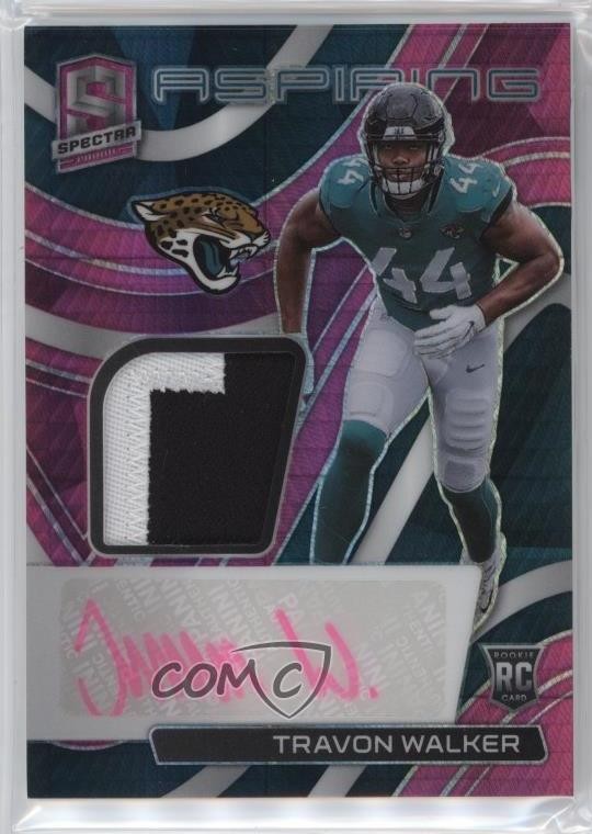 2022 Spectra Aspiring Neon Pink Prizm /25 Travon Walker RPA Rookie Patch Auto RC