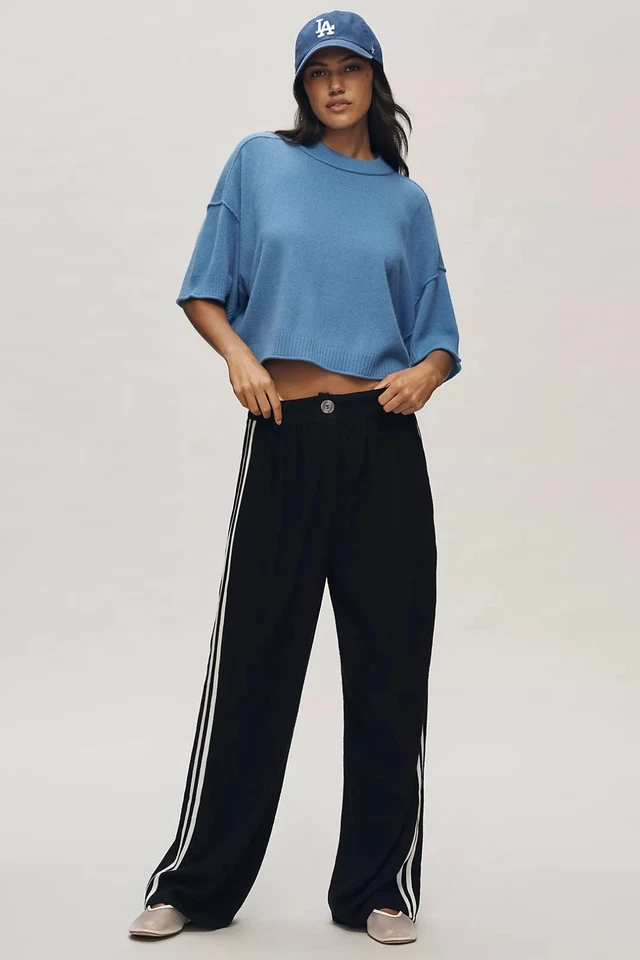 Suéter Anthropologie The Goldie Cuello Redondo Cachemira Brillante Aciano Grande Nuevo con Etiquetas Foto 2 de 4