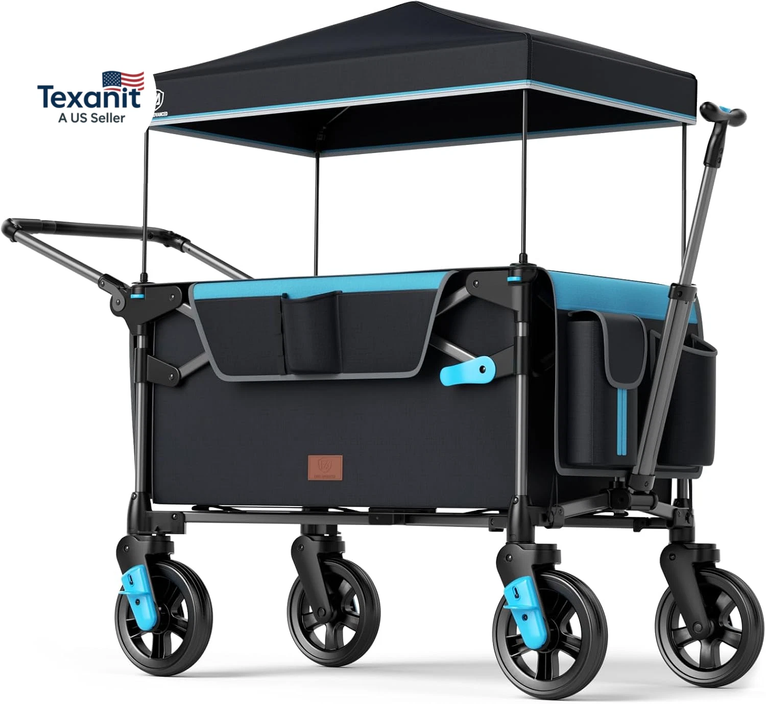 Wagon Stroller for 2 Kids, Compact One-Step Fold Stroller Wagon with Adjustable