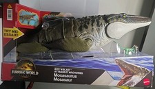 Mattel JURASSIC WORLD REBIRTH Bite 'N Blast MOSASAURUS ACTION w/ Dilophosaurus