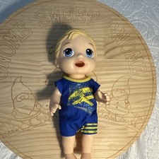 Blonde Wavy Hair Baby Boy Doll, Light Complexion, Plastic w/ Blue Outfit