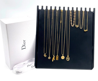 Auth Christian Dior Gold Tone 6 Necklace 4 Bracelet 10Set W/Box LI010077