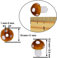 40 Pcs Mushroom Lampwork Beads Mixed Color Handmade Glass Craft Beads 13x10.5...