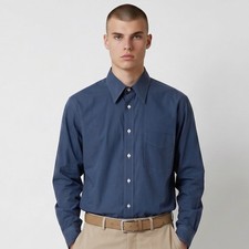 VTG Christian Dior Monsieur Shirt 15.5 32 33 Blue Long Point Dagger Collar USA