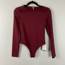 Halara Round Neck Long Sleeve Casual Bodysuit Size XS Long Sleeve Red