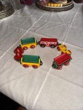 BRIO Wooden Train Vintage Magnetic Cars and Engine Lot of 6 pieces