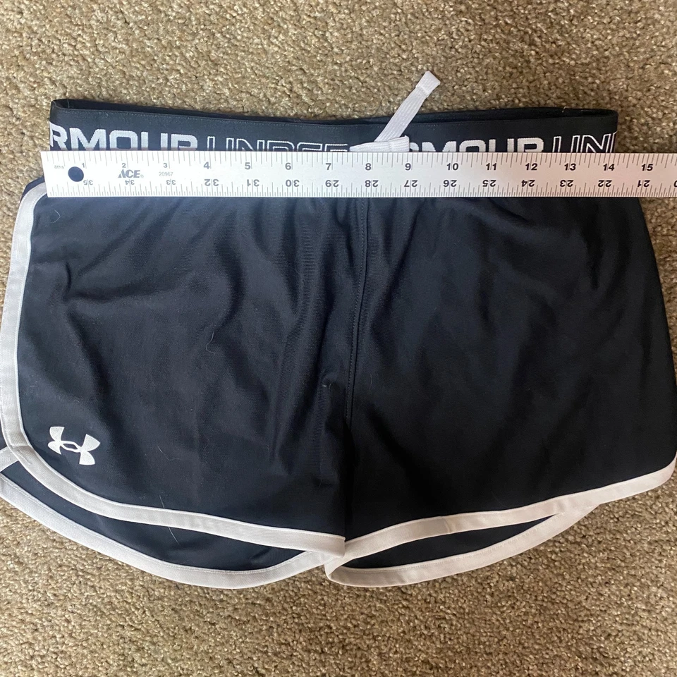 Under Armour Heatgear Running Shorts Loose Youth Large Black Drawstring Sports - Image 4 of 4