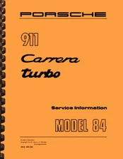 1984 Porsche 911 Carrera Turbo Factory SERVICE INFORMATION MANUAL