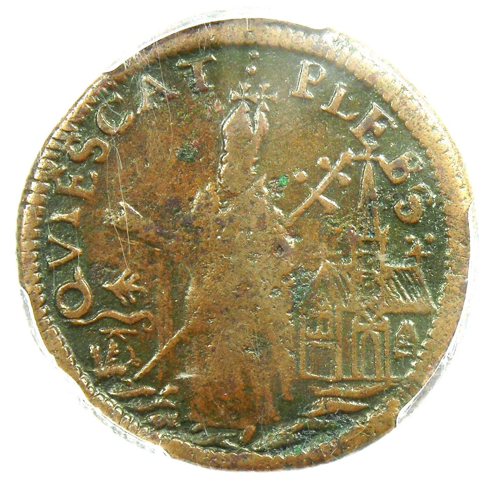 1670 New Jersey St Patrick Farthing Colonial Coin 1/4P - PCGS VF20 - $1500 Value - Image 4 of 4