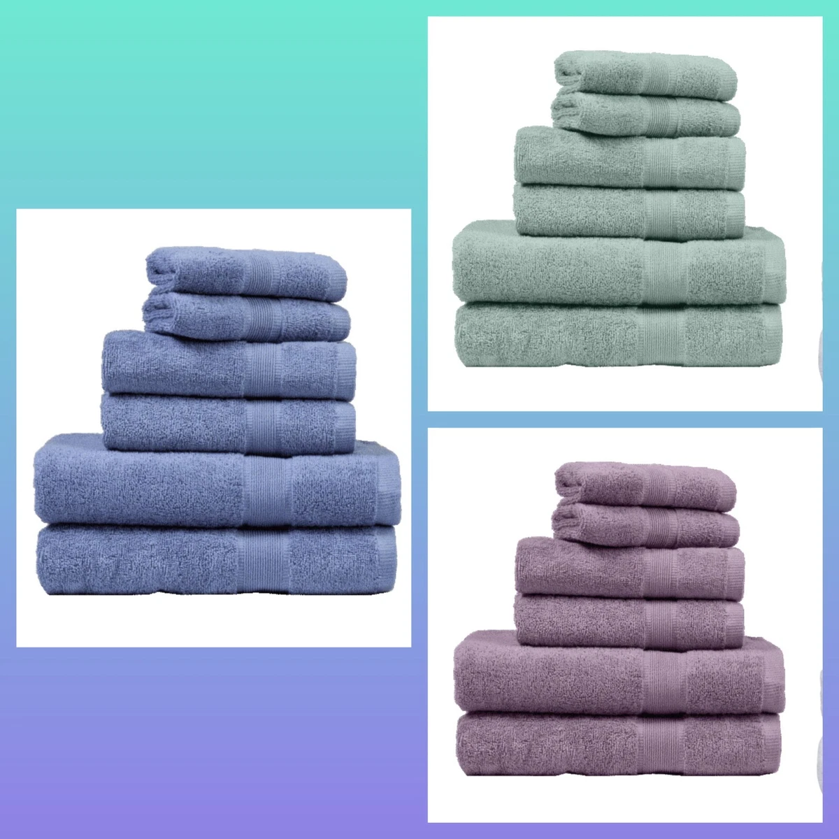 HEIDI & OAK 6-PIECE 100% RINGSPUN COTTON TOWEL SET