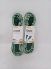 2 Pack HDX 10 ft. 16-Gauge/2 Green Braided Extension Cord Indoor Use - 3 Outlets
