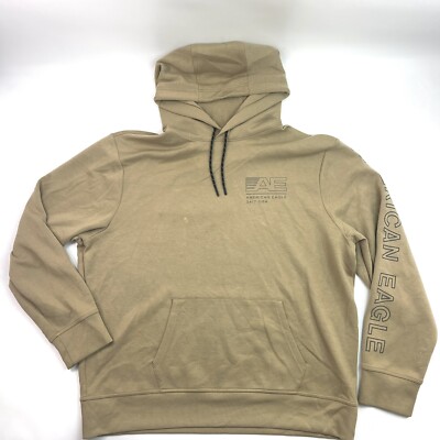 American Eagle AE 24/7 USA Khaki Sand Brown Hoodie Pullover