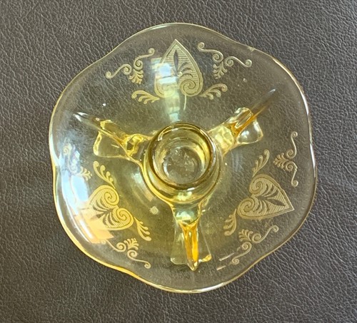 Vintage Fostoria Glass June Topaz Trojan Candle Holder - Footed - Picture 2 of 5