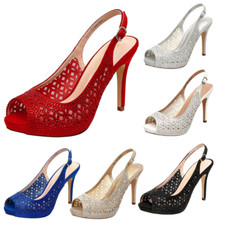 Women Slingback Stilettos Heel Sandals Peep Toe Platform Wedding Party Shoes