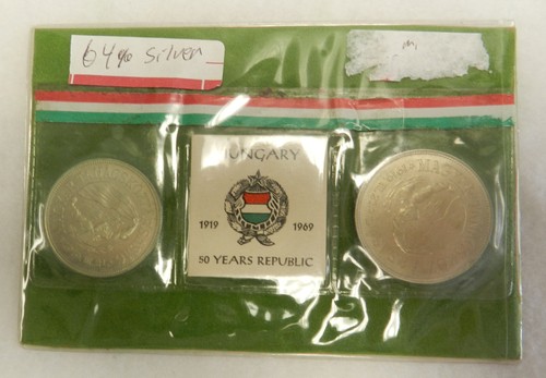 1919 to 1969 Hungary 50 years Rupublic Coin Set 12000 Mintage 50 and 100 Forint - Picture 5 of 9