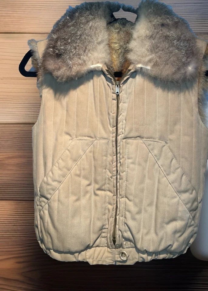 Chaleco de piel Neiman Marcus vintage años 50 chaqueta para mujer pequeño marrón reversible retazos Foto 2 de 4